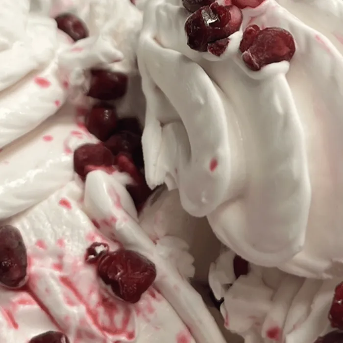 Creazione di gelato yogurt e melagrana