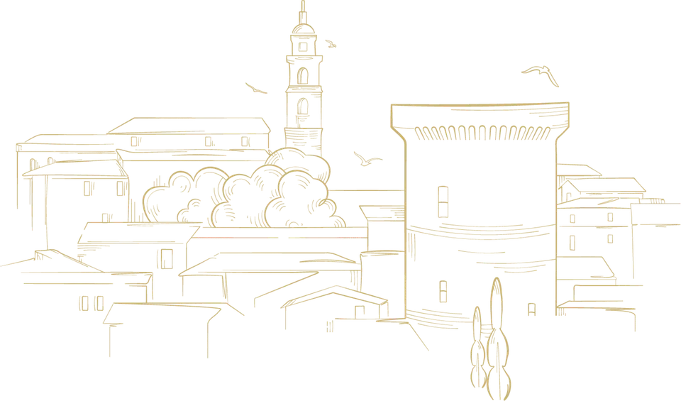 Drawing: view of Picerno in Basilicata